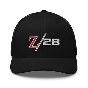 Chevy Camaro Z28 1969 Z/28 Emblem Muscle Black Trucker Cap Snapback Hat